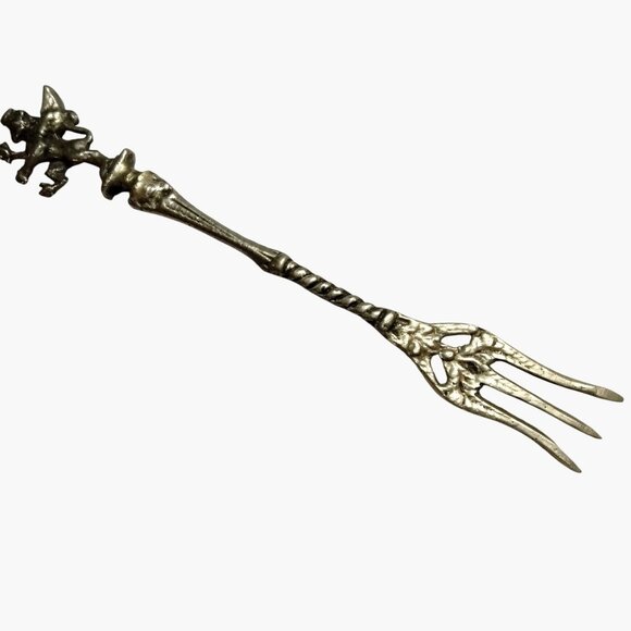 Montagnani Winged Monkey Cocktail Appetizer Fork Vintage Italian Silver - Picture 1 of 8